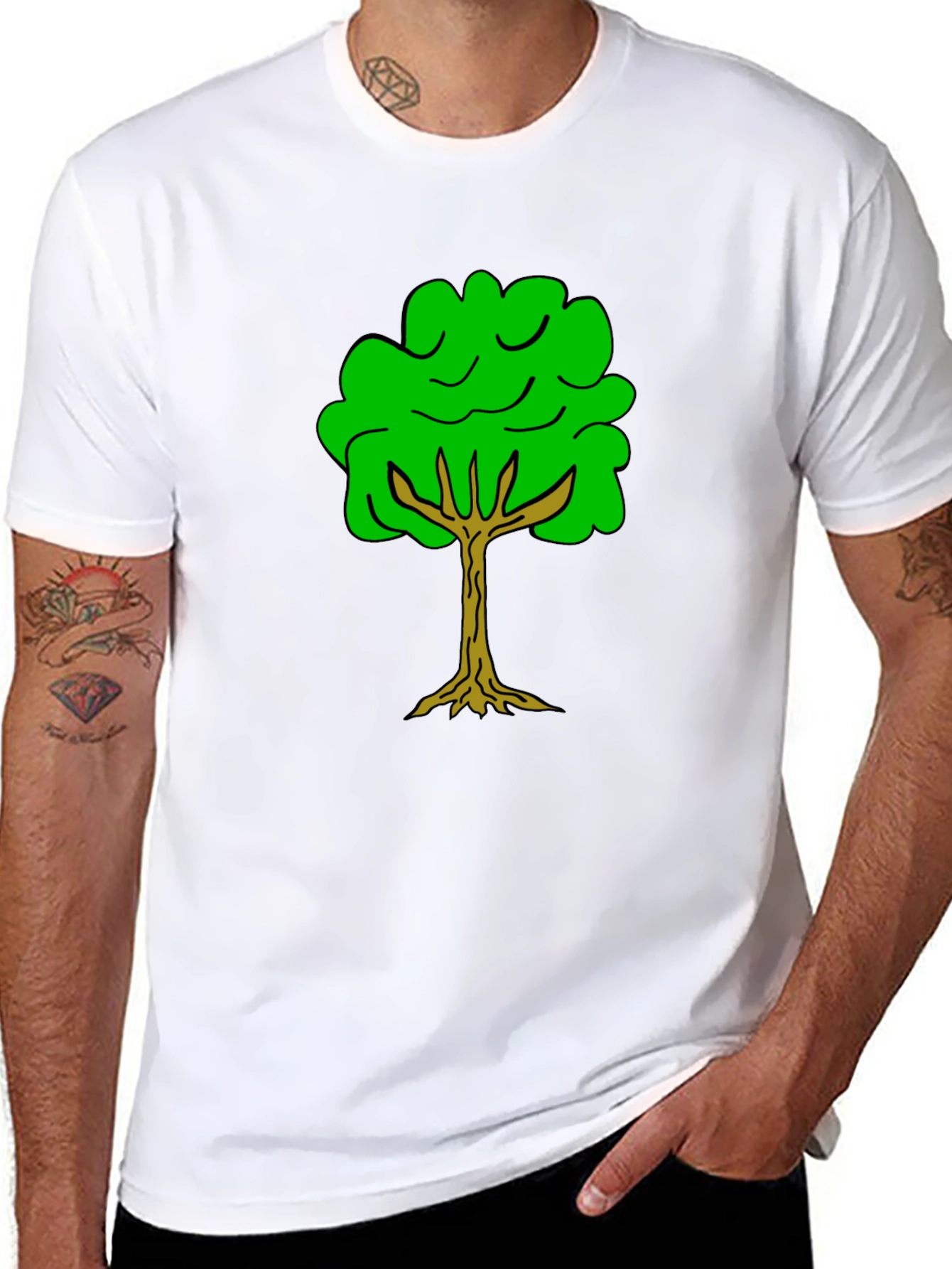 Green Tree Graphic Tee - Nature Lovers Black T-Shirt