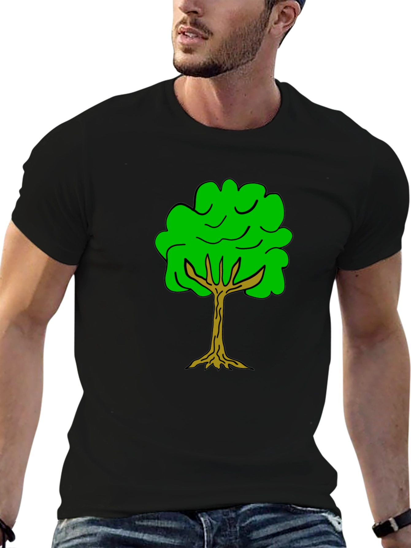 Green Tree Graphic Tee - Nature Lovers Black T-Shirt