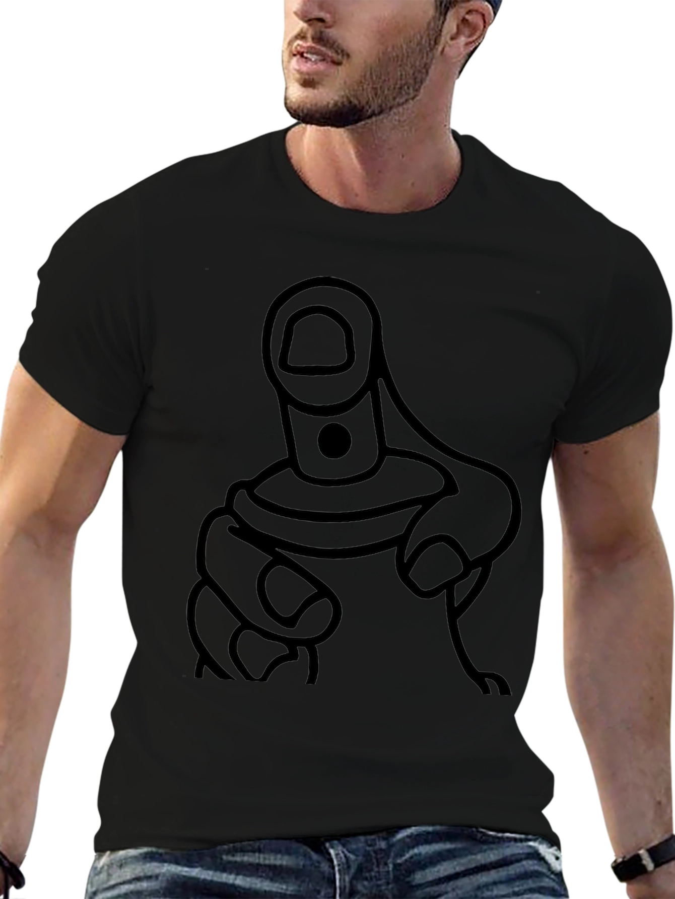 Bold Pointing Finger Graphic Tee - Black