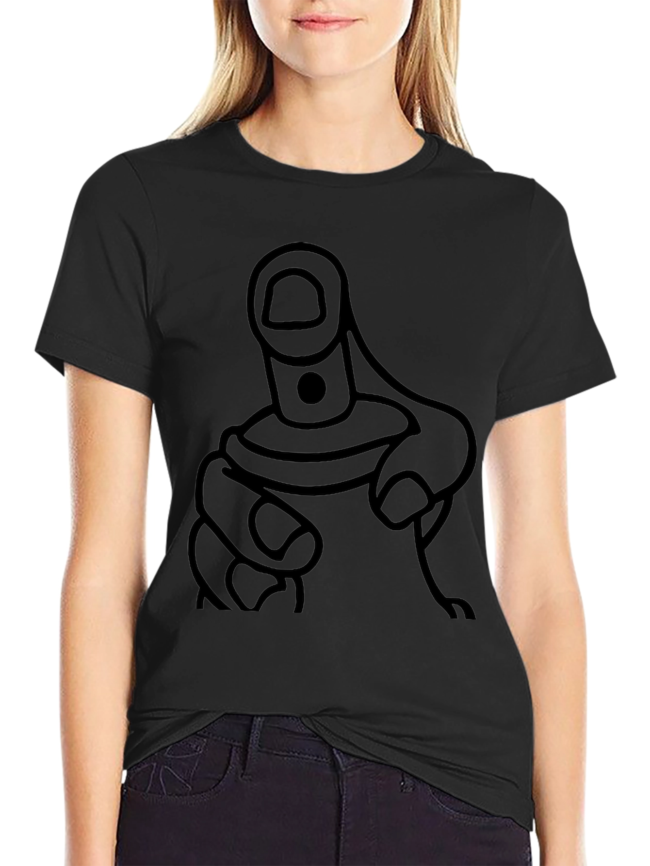 Bold Pointing Finger Graphic Tee - Black