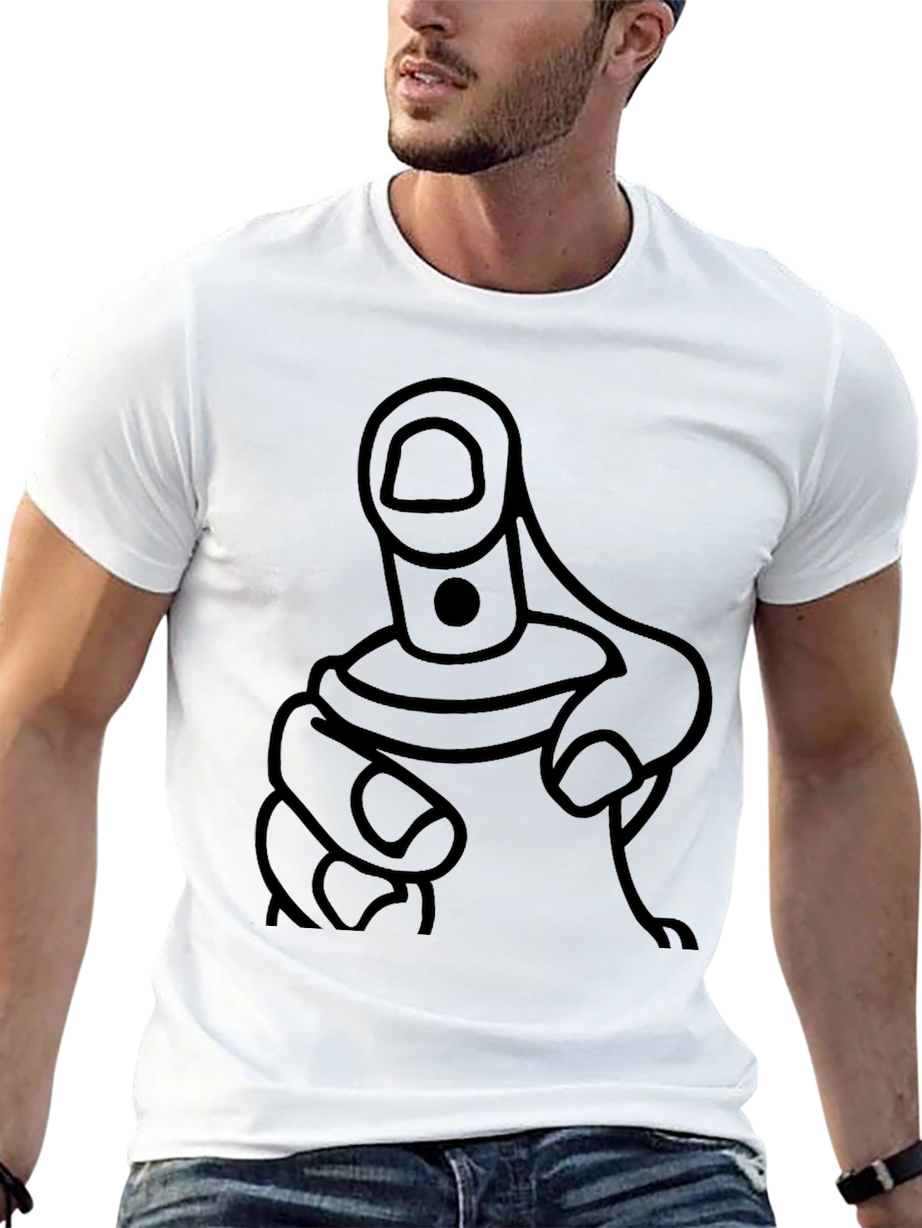 Bold Pointing Finger Graphic Tee - Black