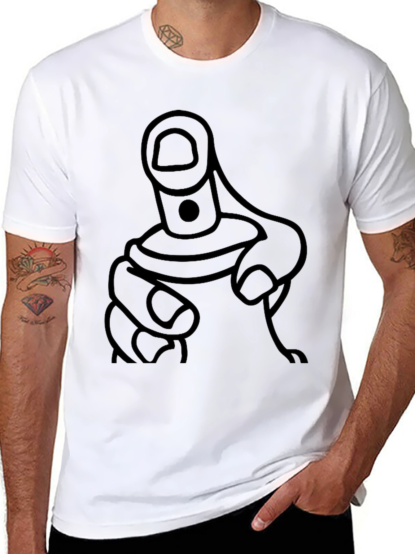 Bold Pointing Finger Graphic Tee - Black