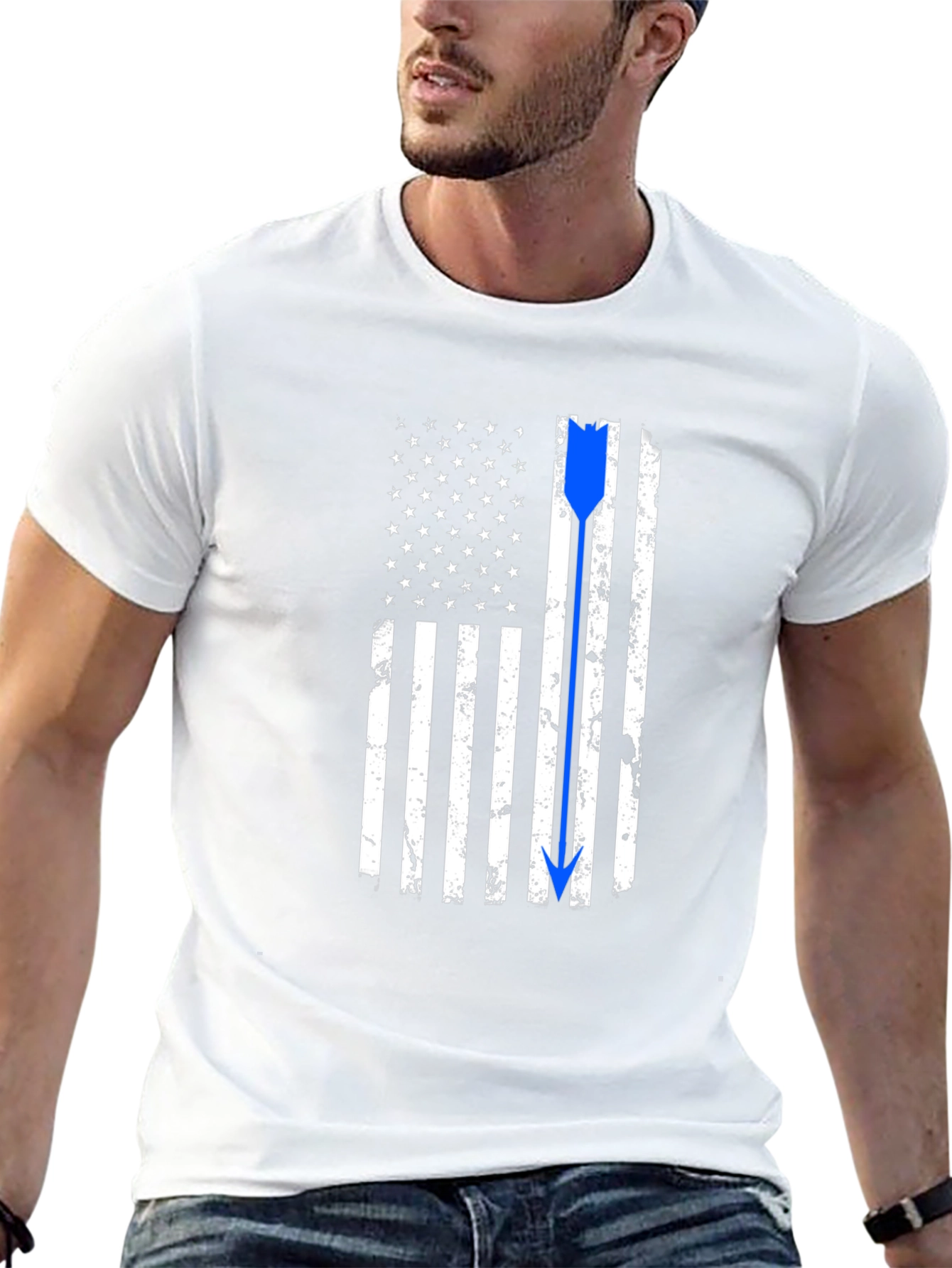 Thin Blue Line American Flag Arrow T-Shirt