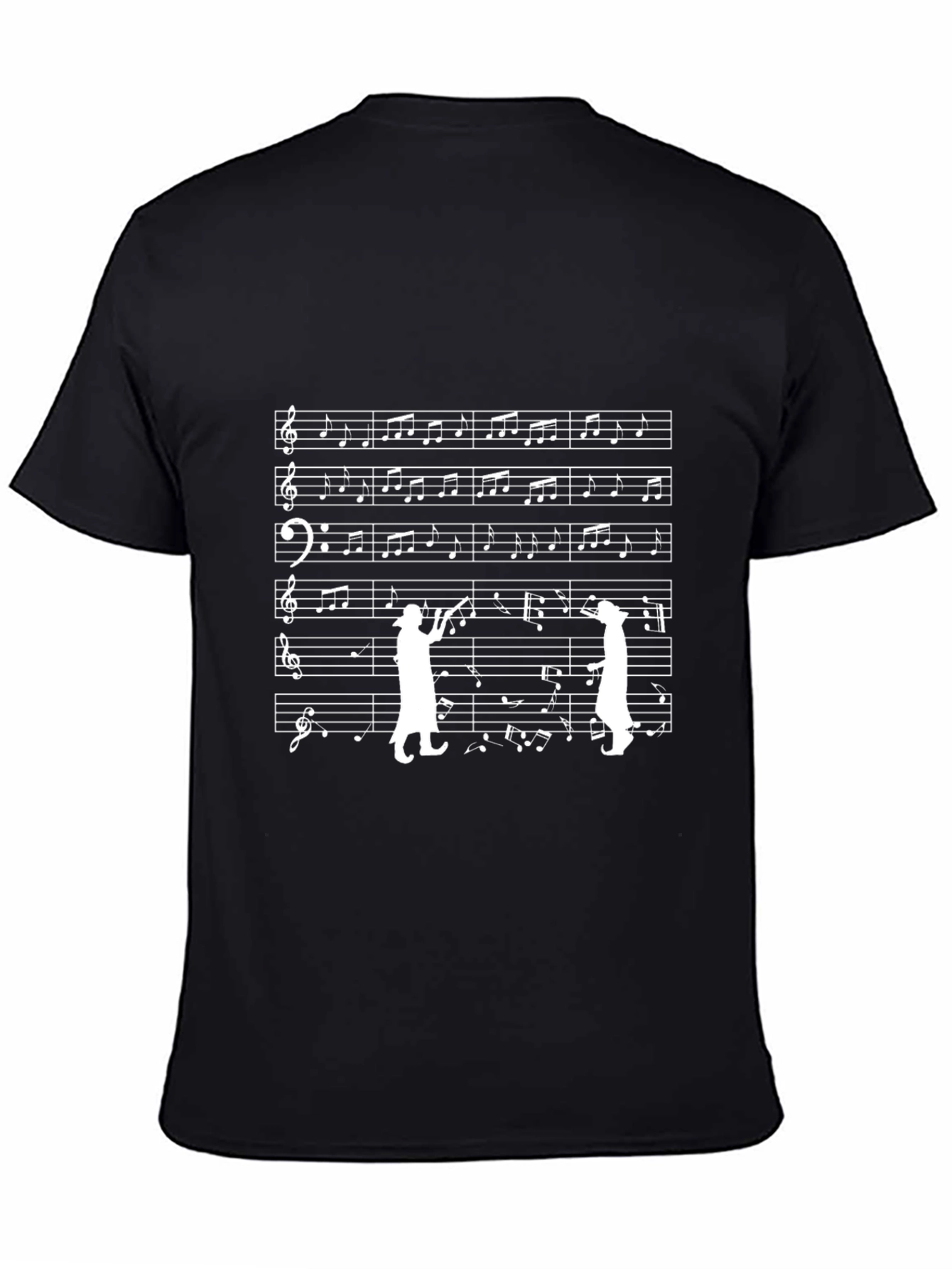 Musical Cat T-Shirt - Black Cotton Crew Neck