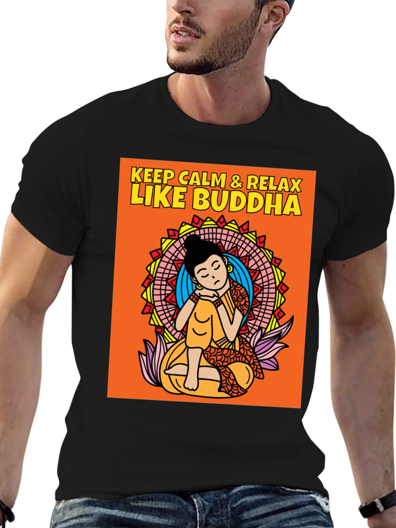 Keep Calm & Relax Like Buddha Graphic T-Shirt