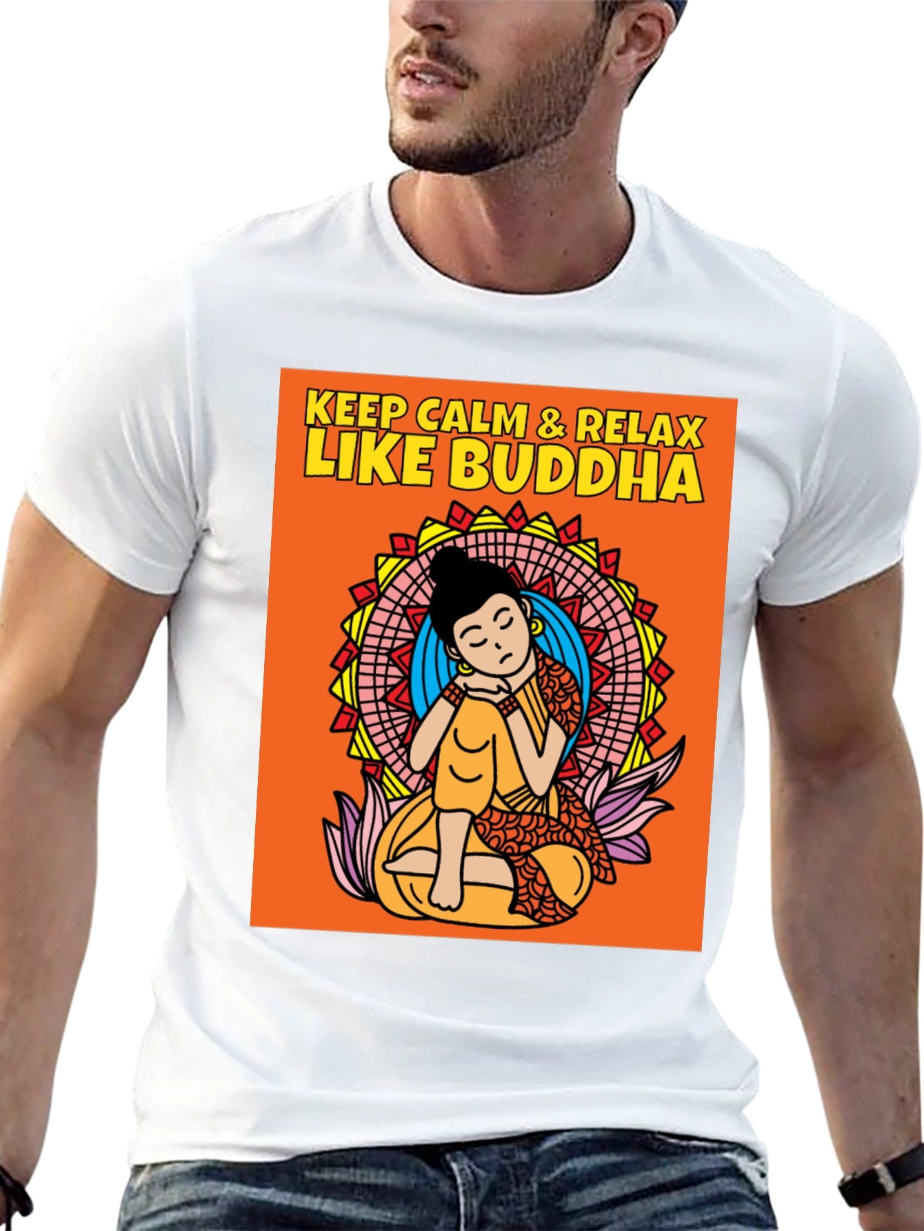 Keep Calm & Relax Like Buddha Graphic T-Shirt