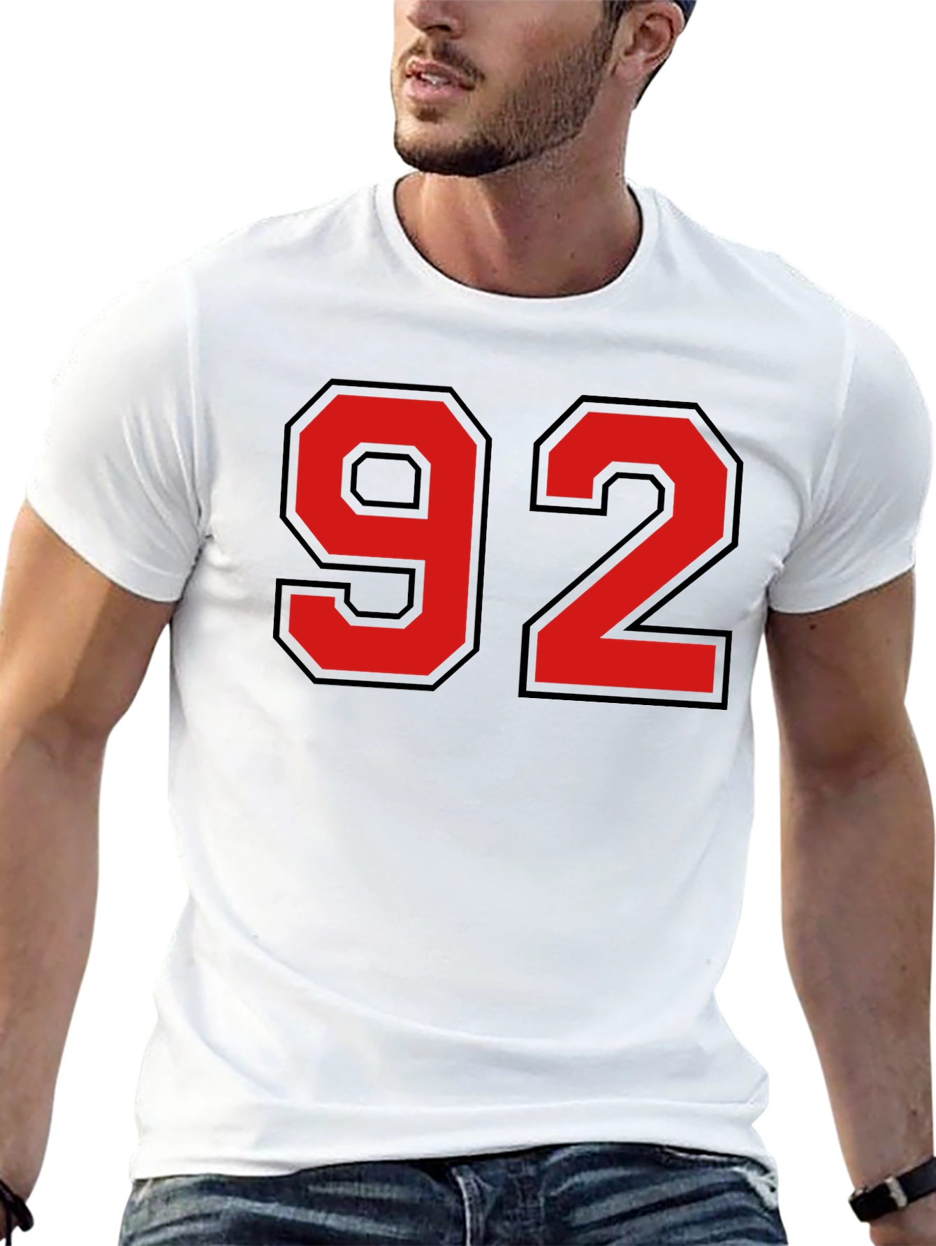 Black T-Shirt with Red Number 92