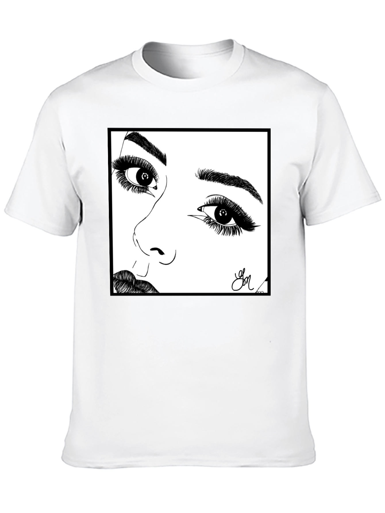Artistic Face Sketch Graphic Tee - Unisex Black T-Shirt