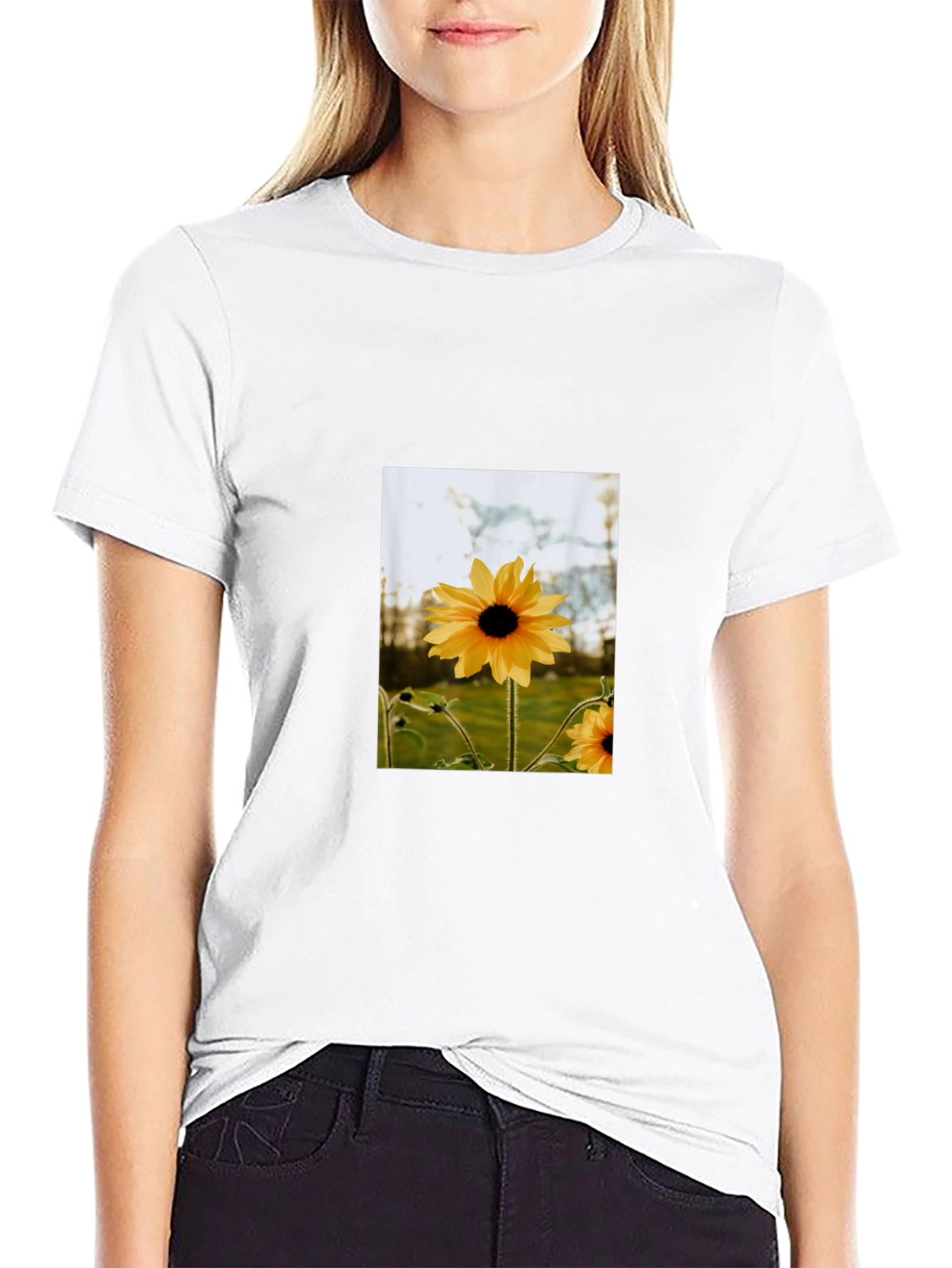 Sunflower Graphic Tee - Stylish Black Cotton T-Shirt