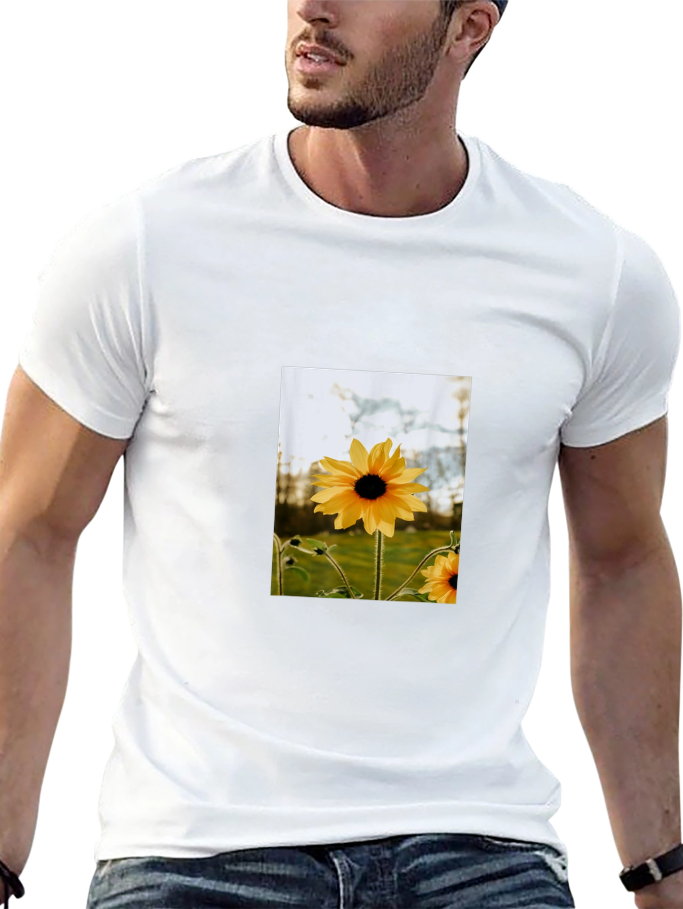 Sunflower Graphic Tee - Stylish Black Cotton T-Shirt