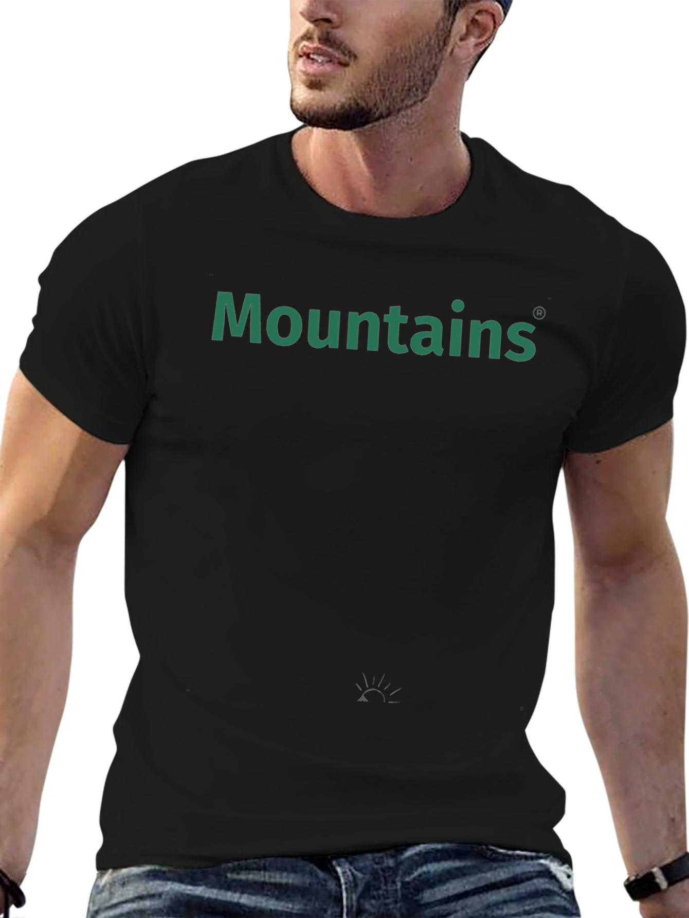 Mountains Graphic Tee - Black Cotton Casual T-Shirt