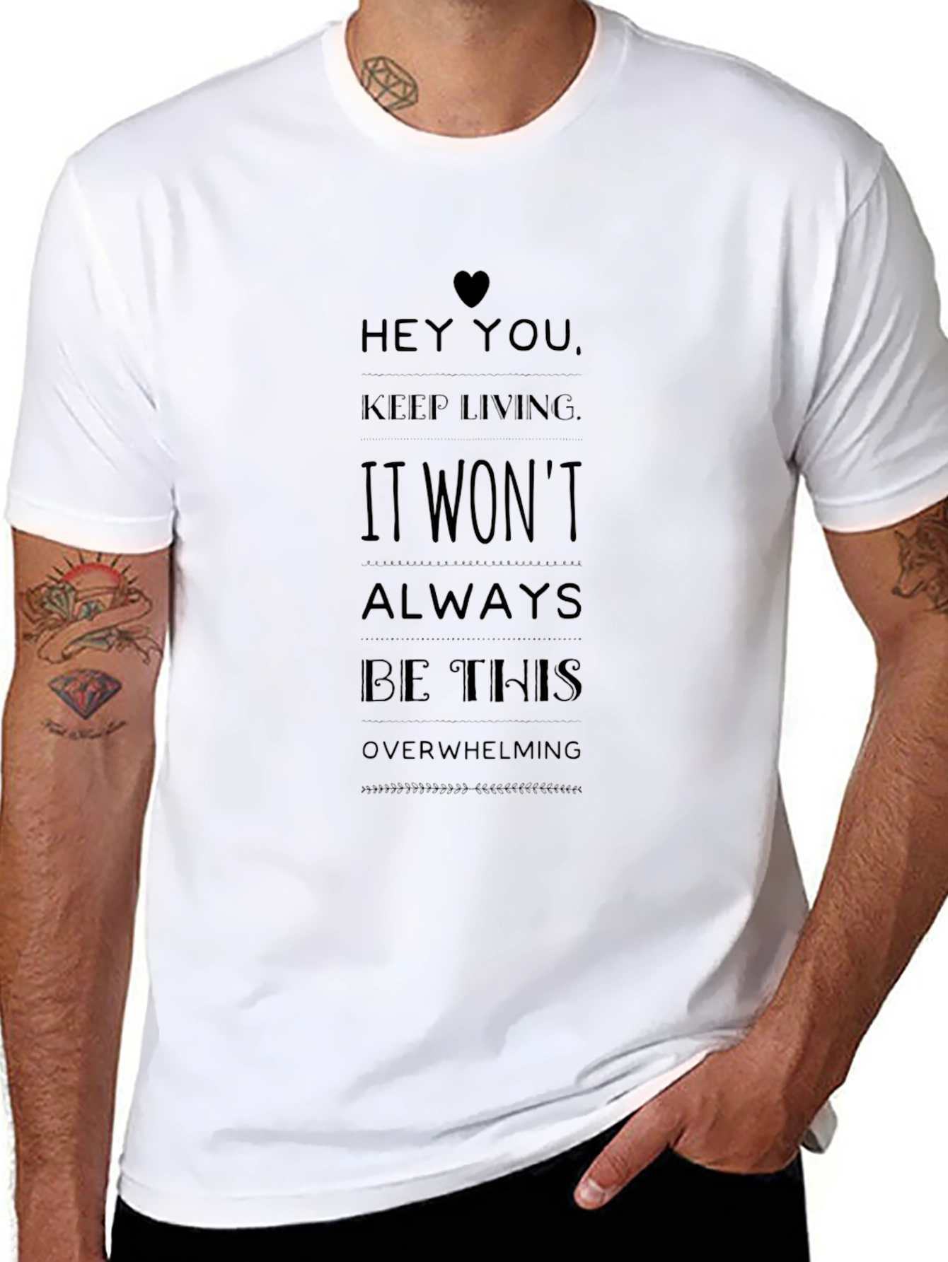 Inspirational Message Black T-Shirt - Keep Living