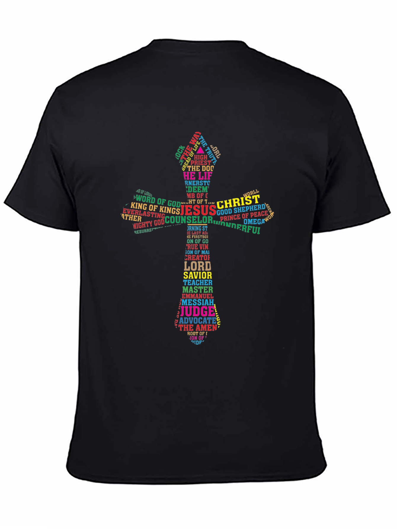 Faith Cross Word Art T-Shirt - Christian Apparel