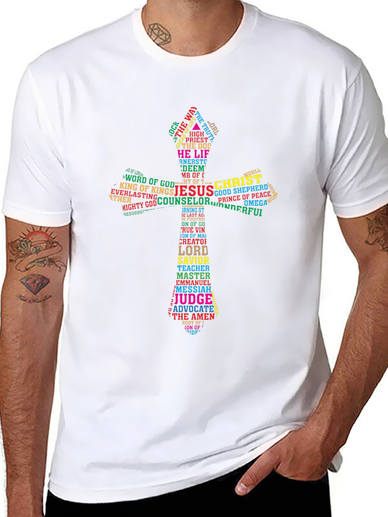 Faith Cross Word Art T-Shirt - Christian Apparel