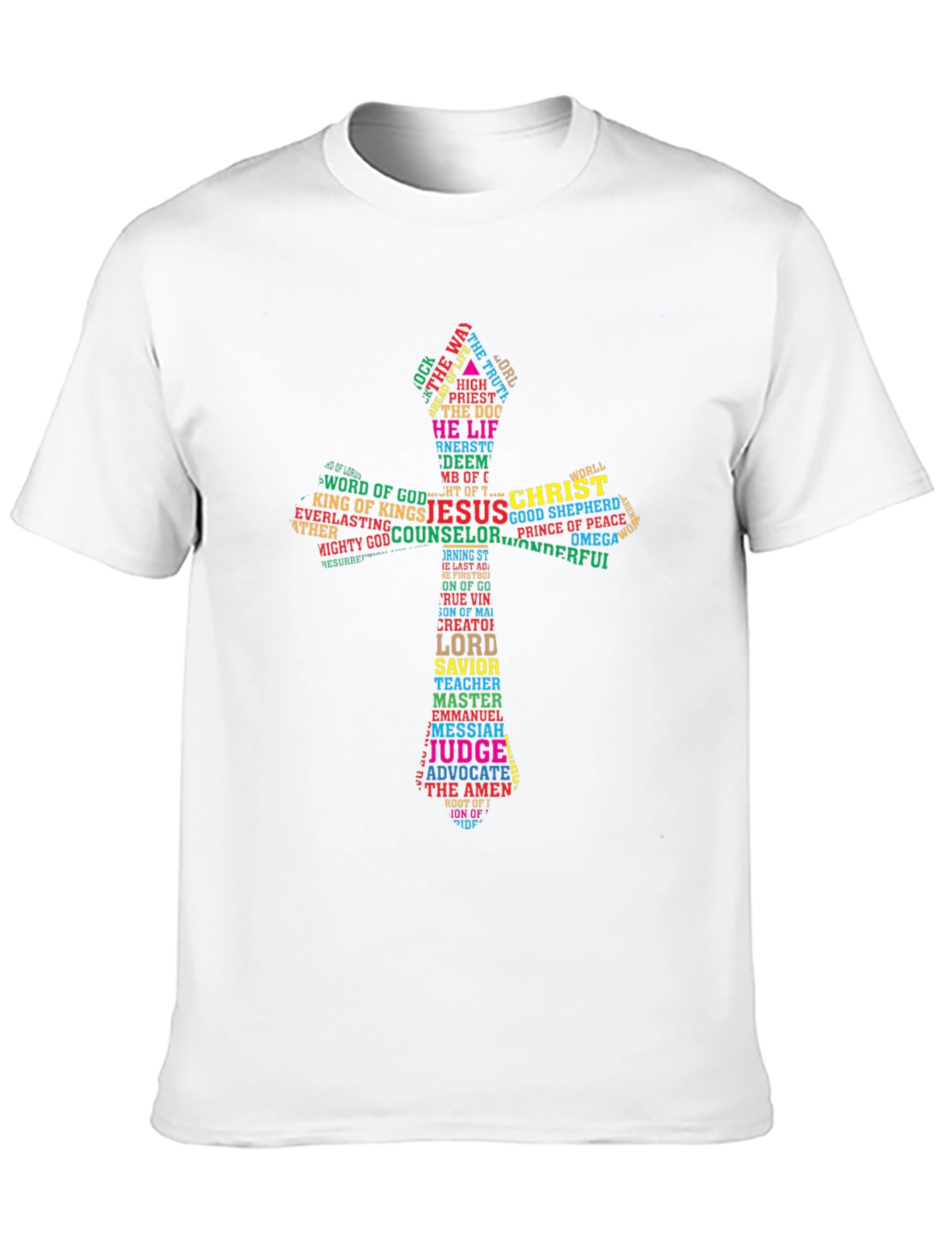 Faith Cross Word Art T-Shirt - Christian Apparel