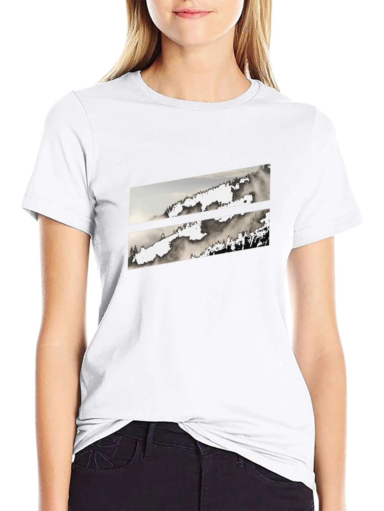 Modern Abstract Graphic Tee - Mountain Mist Design