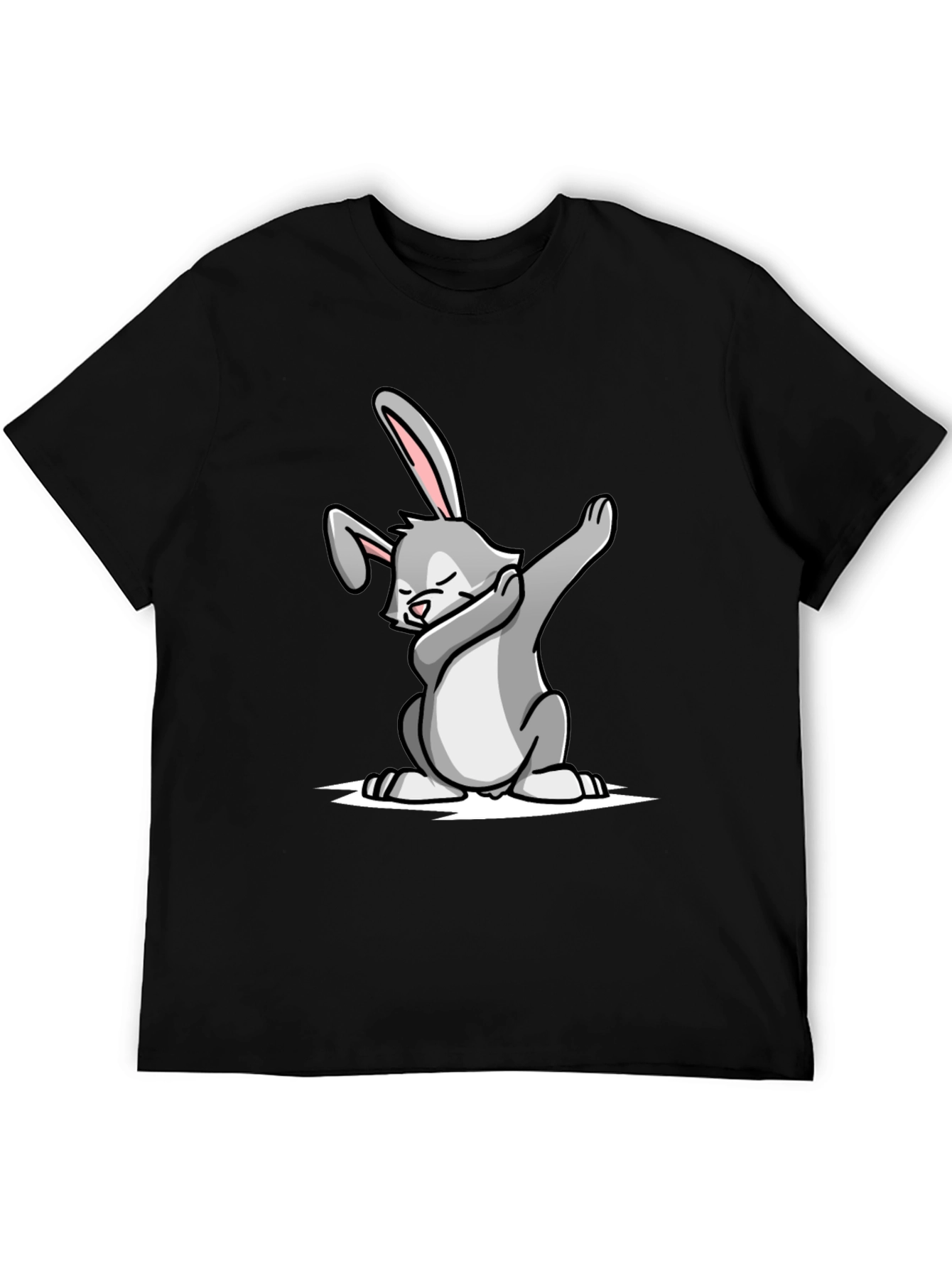 Dabbing Bunny Graphic Tee - Black Cotton T-Shirt