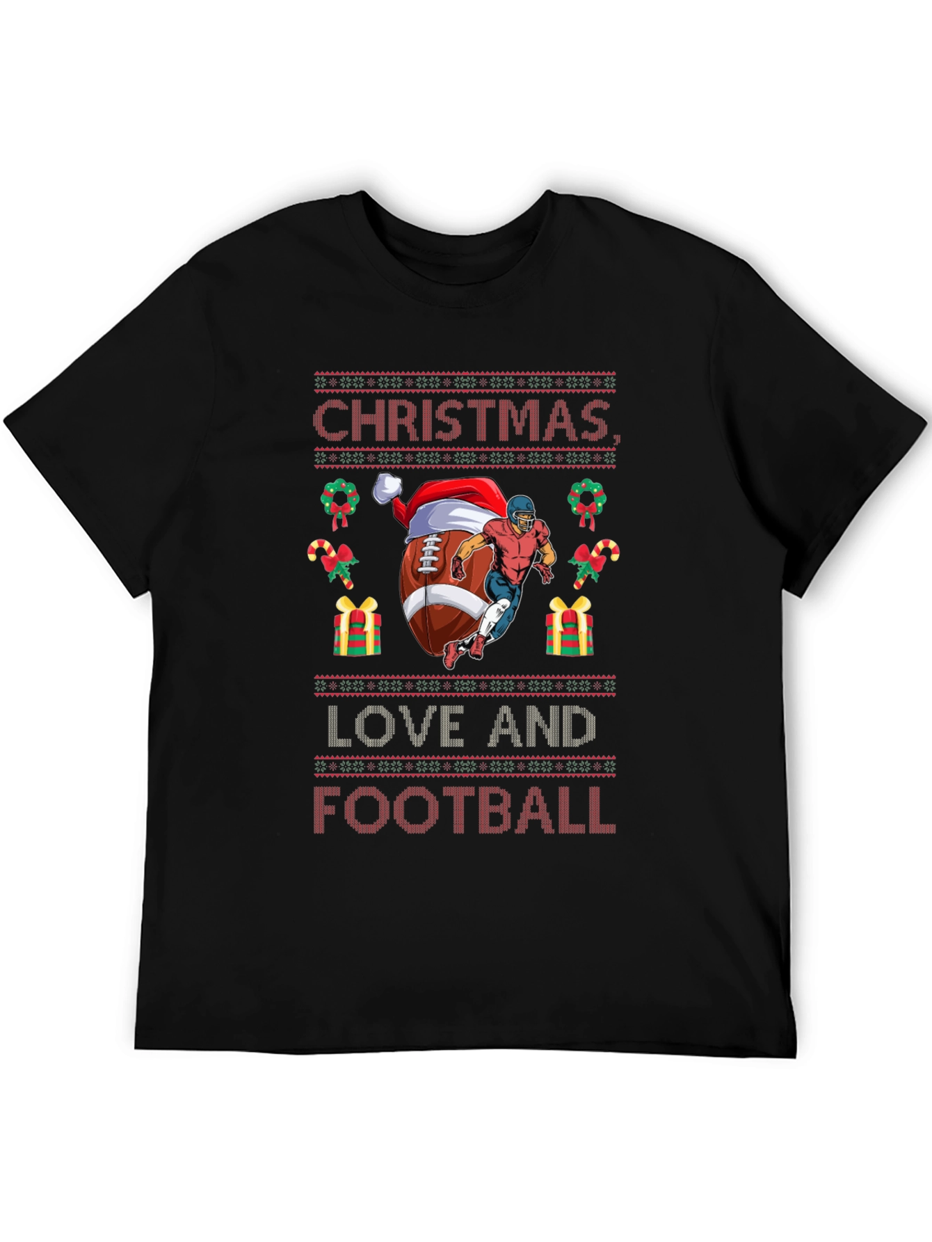 Christmas Love and Football Holiday T-Shirt