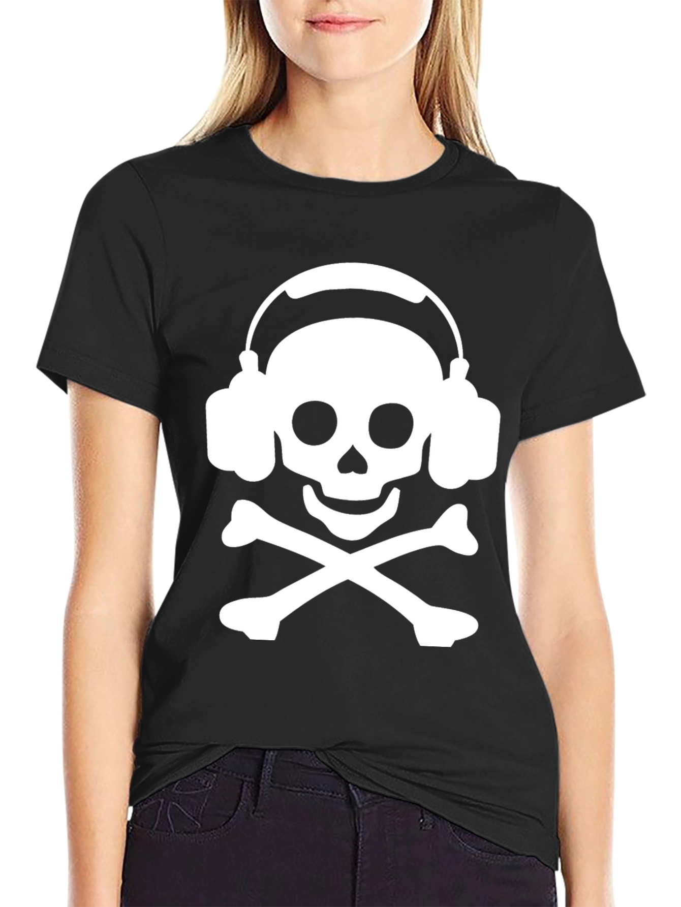 Skull with Headphones Graphic Tee