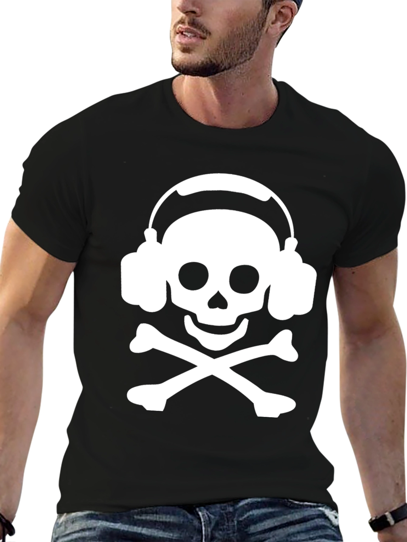 Skull with Headphones Graphic Tee