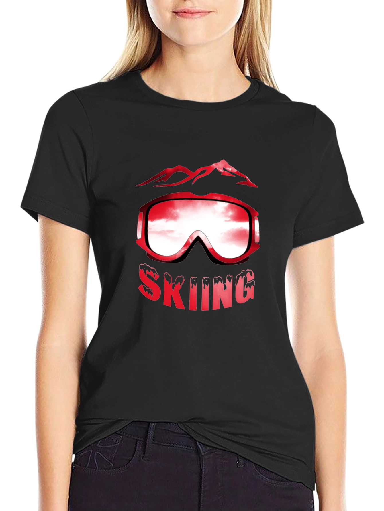 Skiing Graphic T-Shirt - Mountain Goggles Design