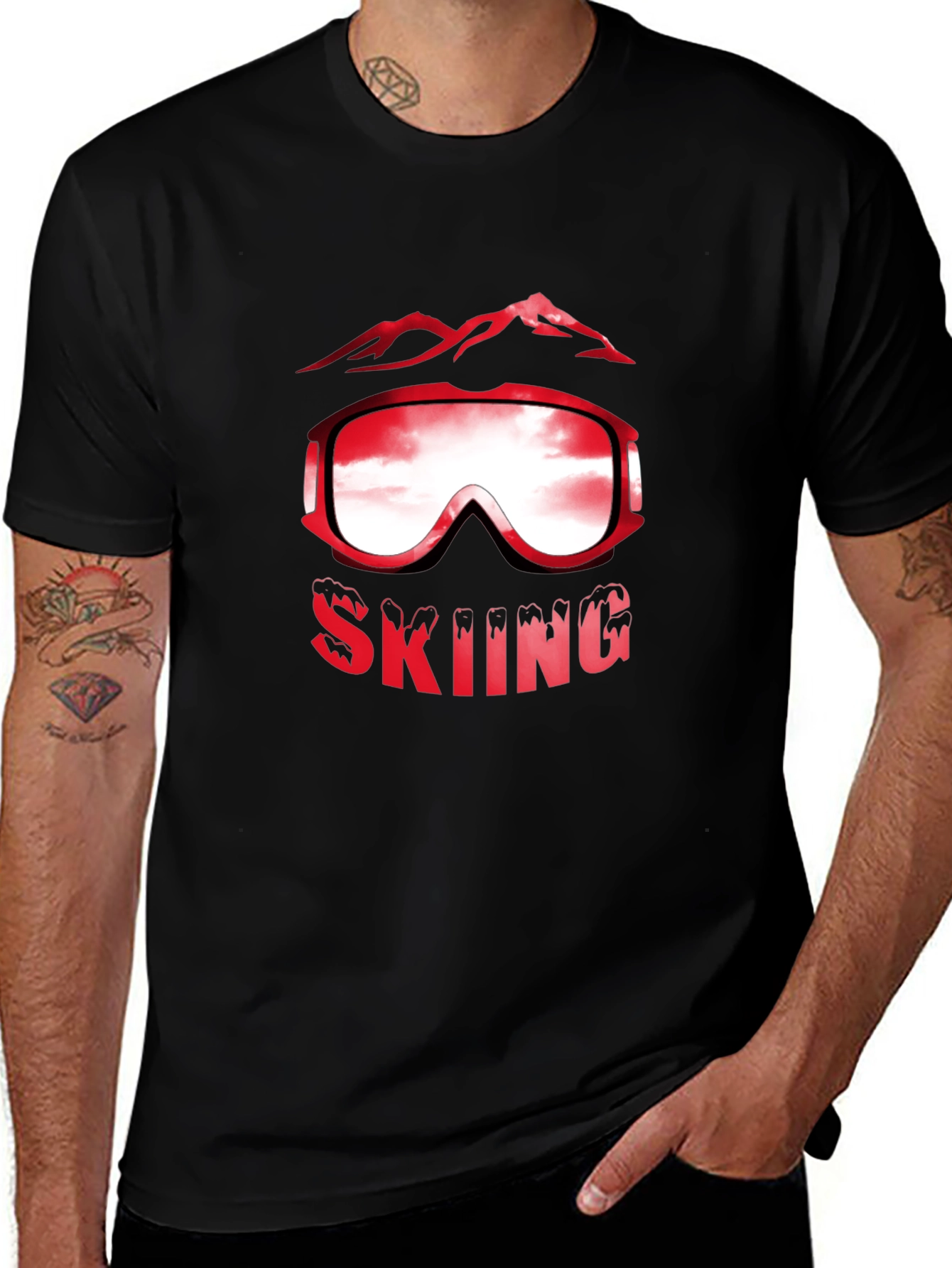 Skiing Graphic T-Shirt - Mountain Goggles Design