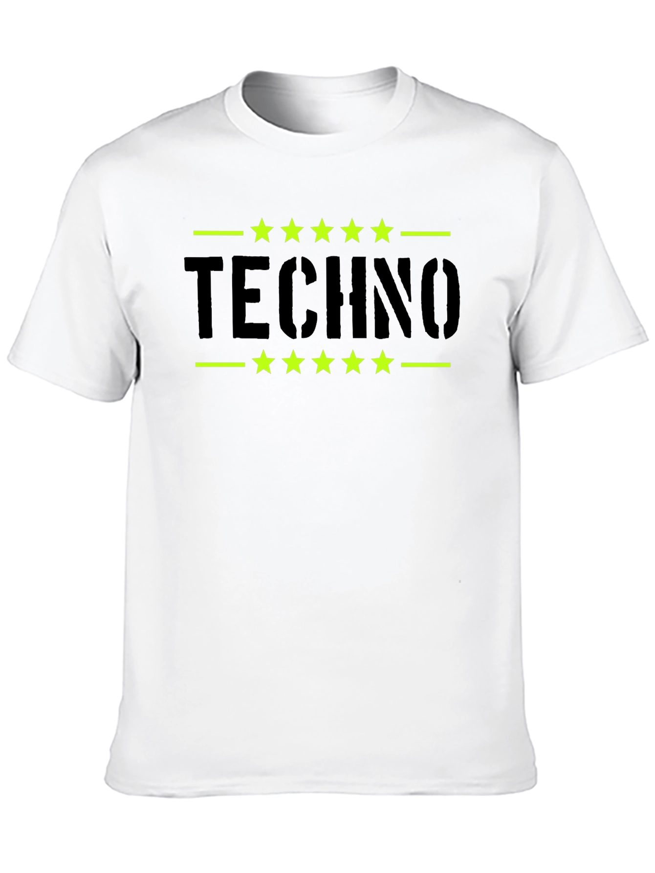 Techno Stars Graphic Tee - Black Cotton T-Shirt