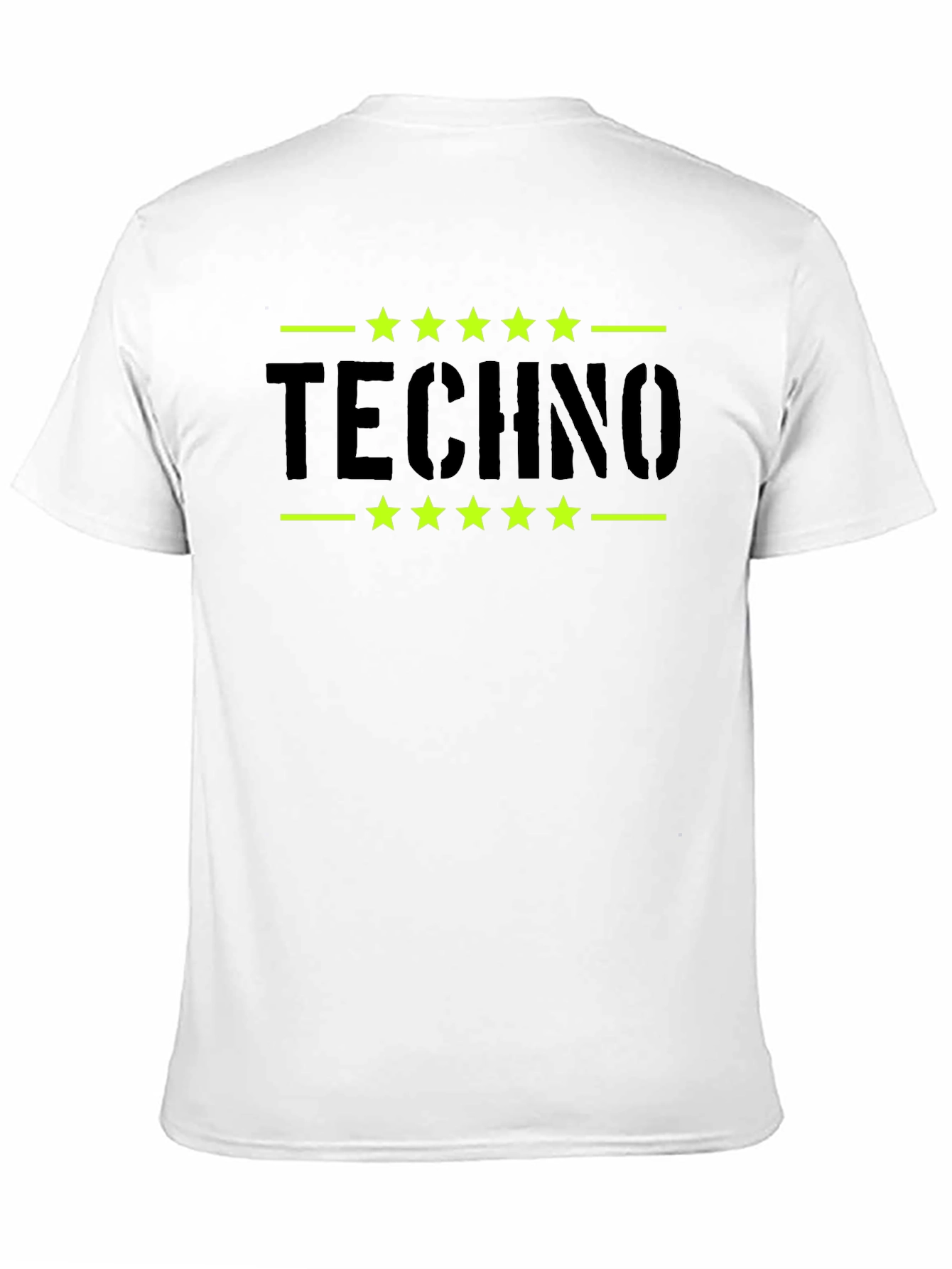 Techno Stars Graphic Tee - Black Cotton T-Shirt