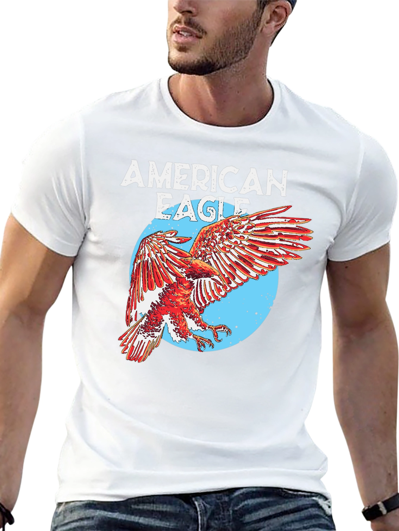 American Eagle Graphic Print Mens T-Shirt