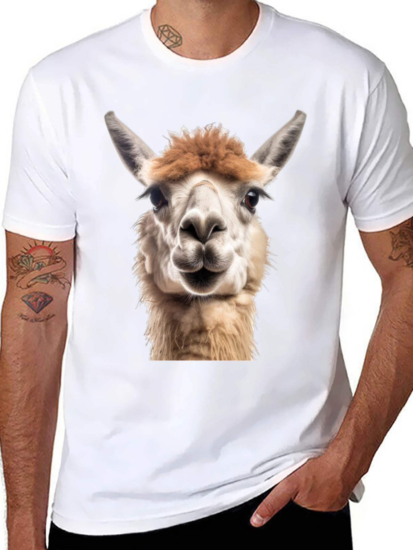 Alpaca Face Graphic Black T-Shirt
