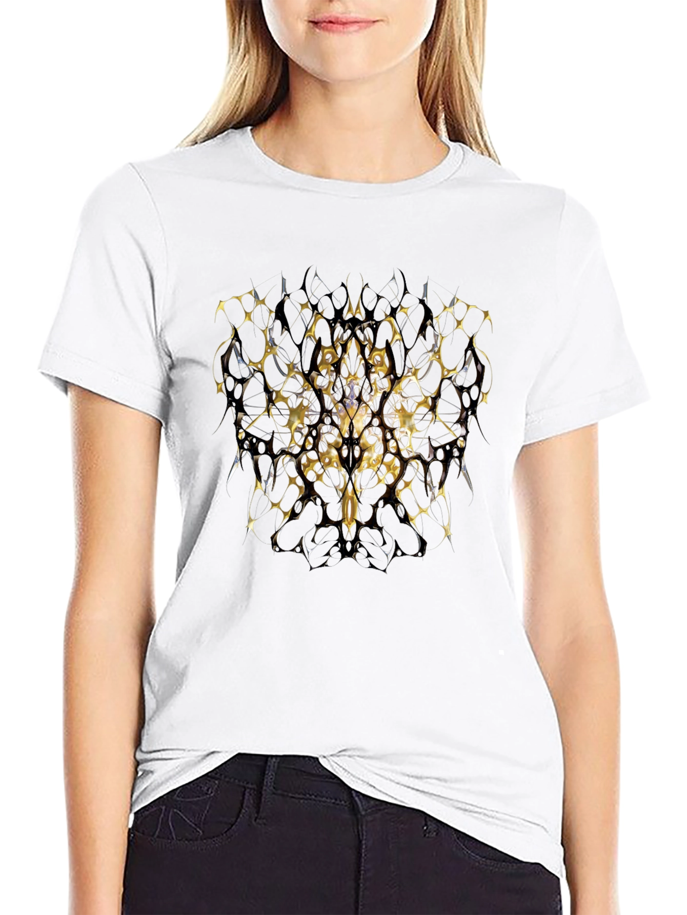 Abstract Geometric Tee - Black & Gold Design