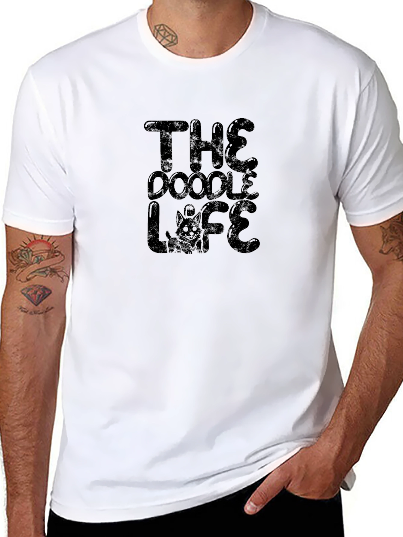 The Doodle Life T-Shirt - Black Crew Neck Tee