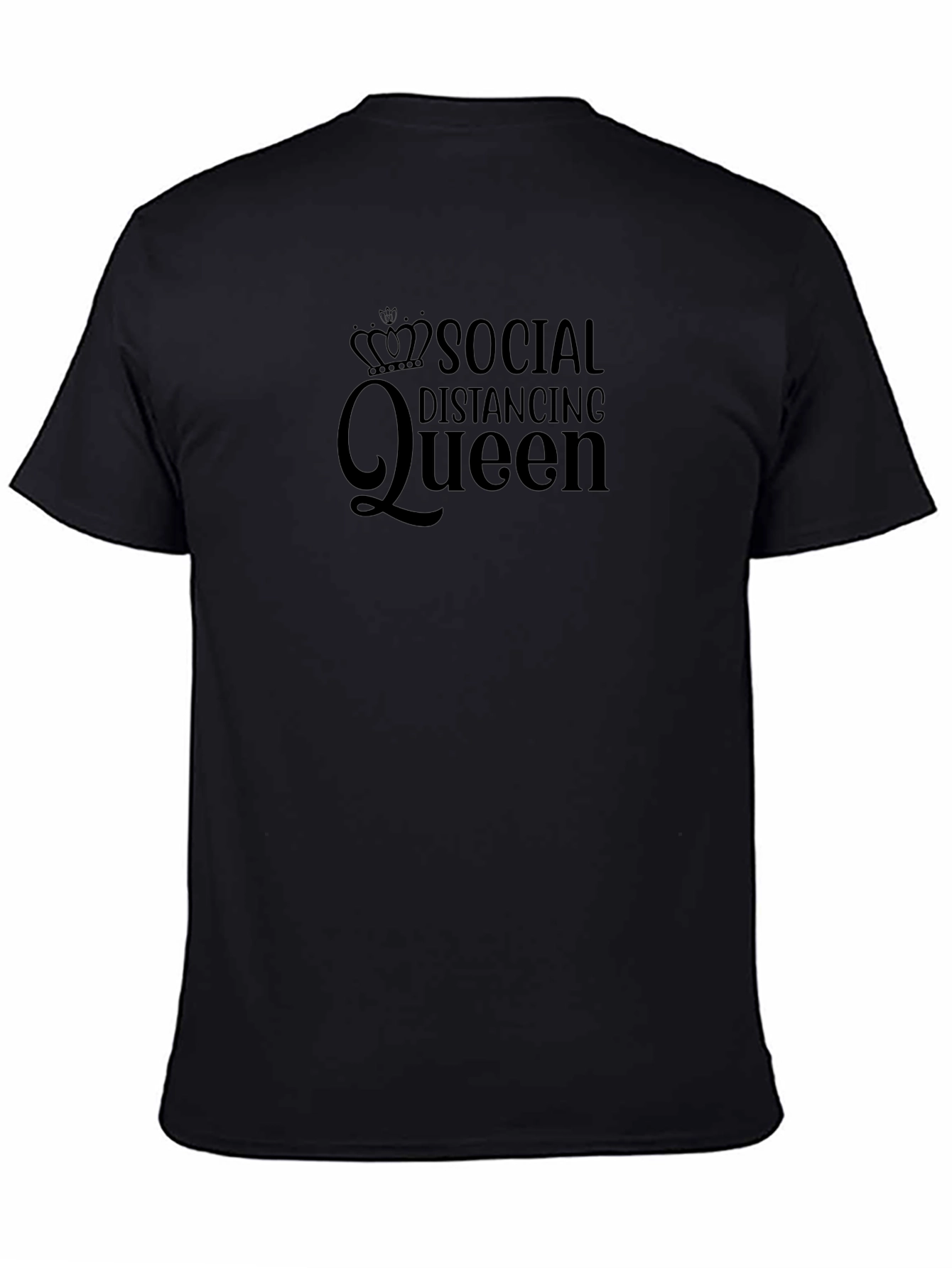Social Distancing Queen Black Graphic T-Shirt