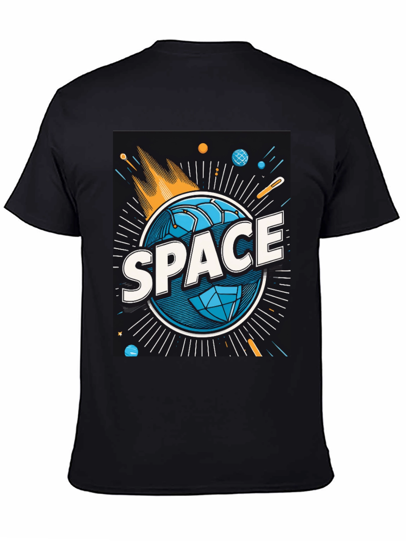 Space Graphic Tee - Mens Black Cotton T-Shirt