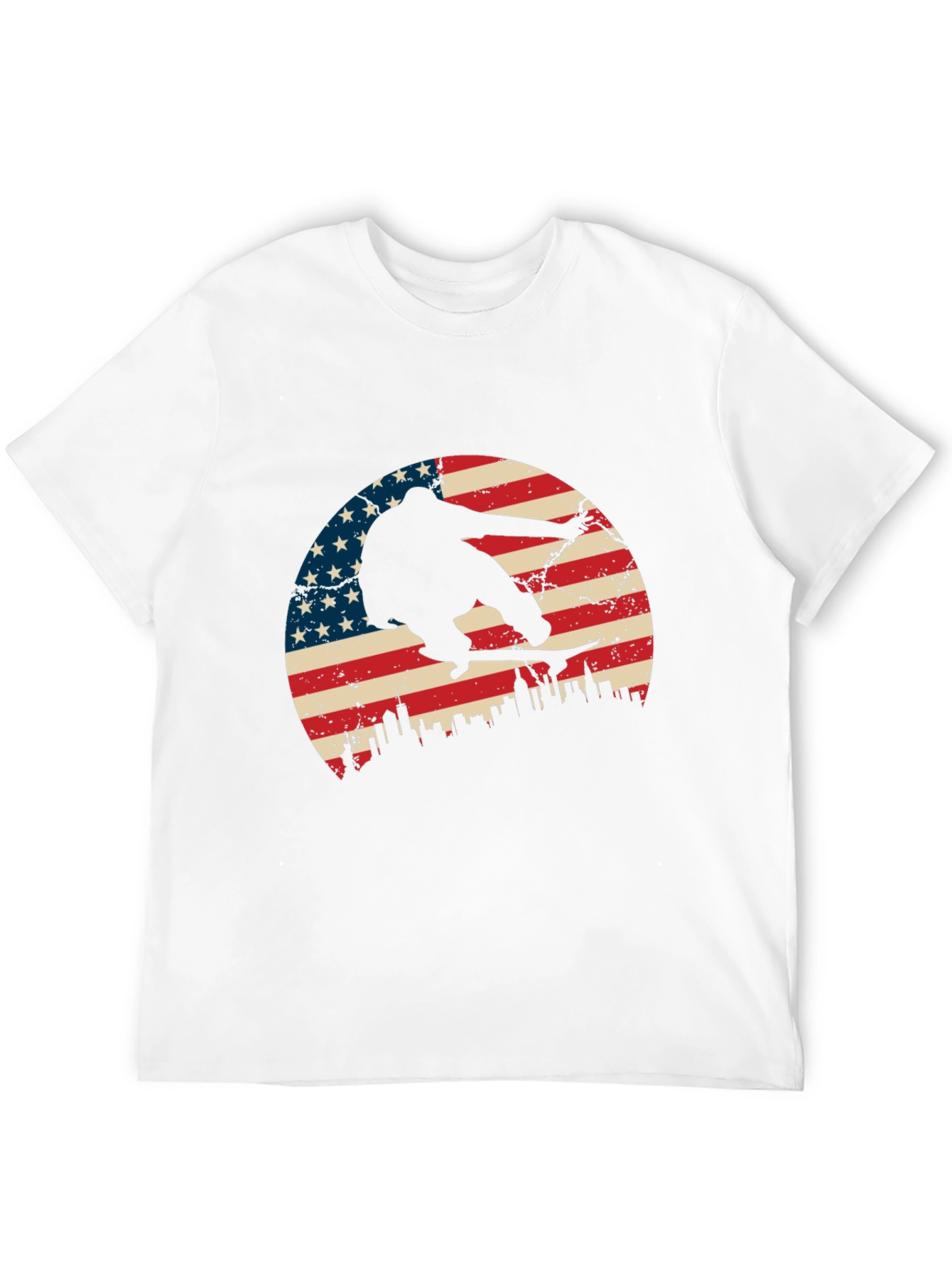 Skateboarding USA Flag Graphic T-Shirt