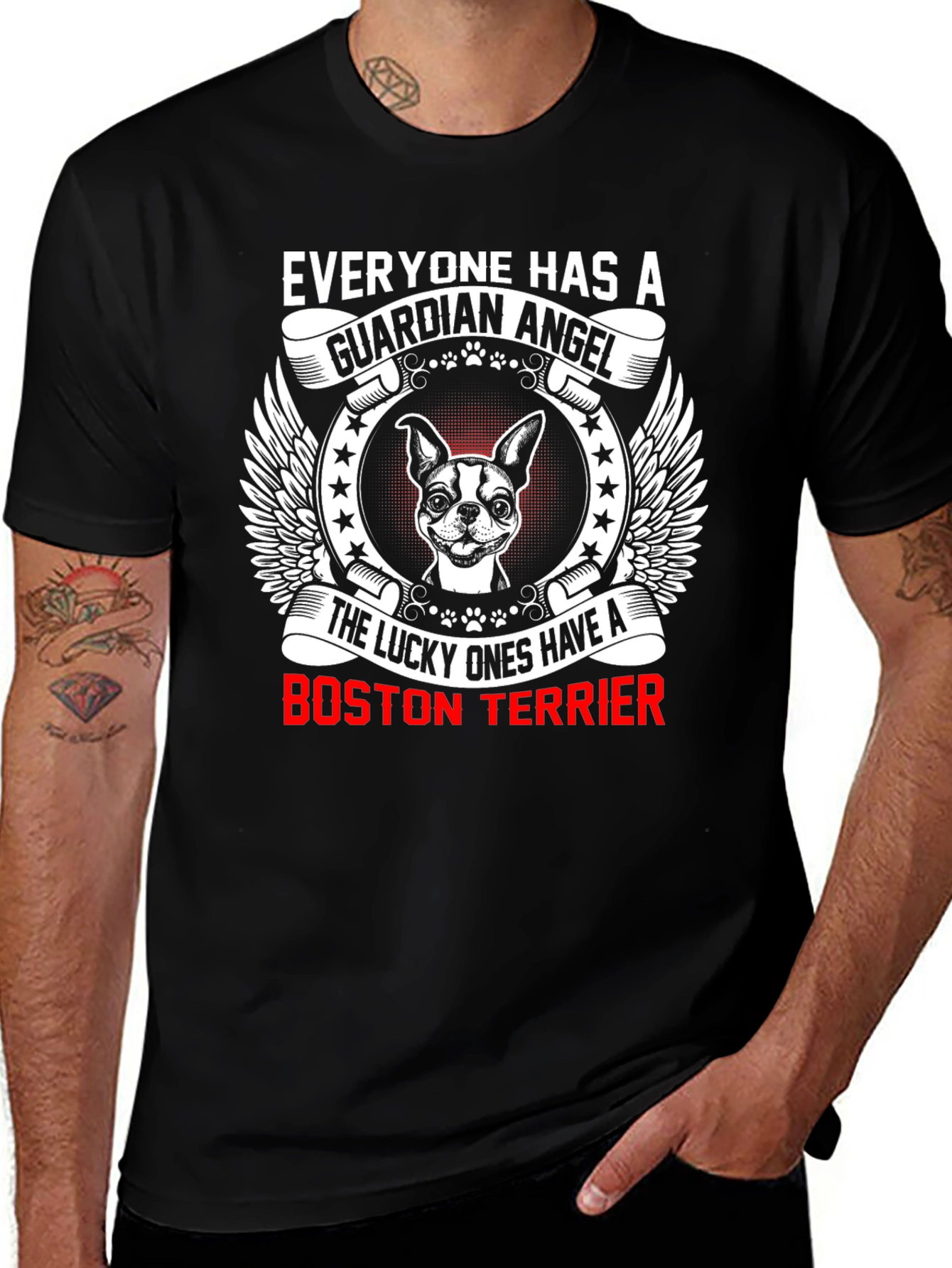 Boston Terrier Guardian Angel T-Shirt