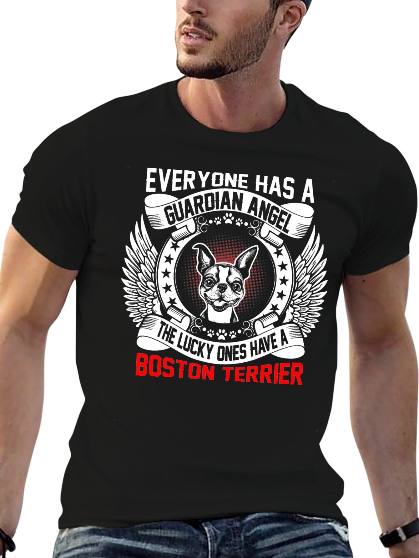 Boston Terrier Guardian Angel T-Shirt