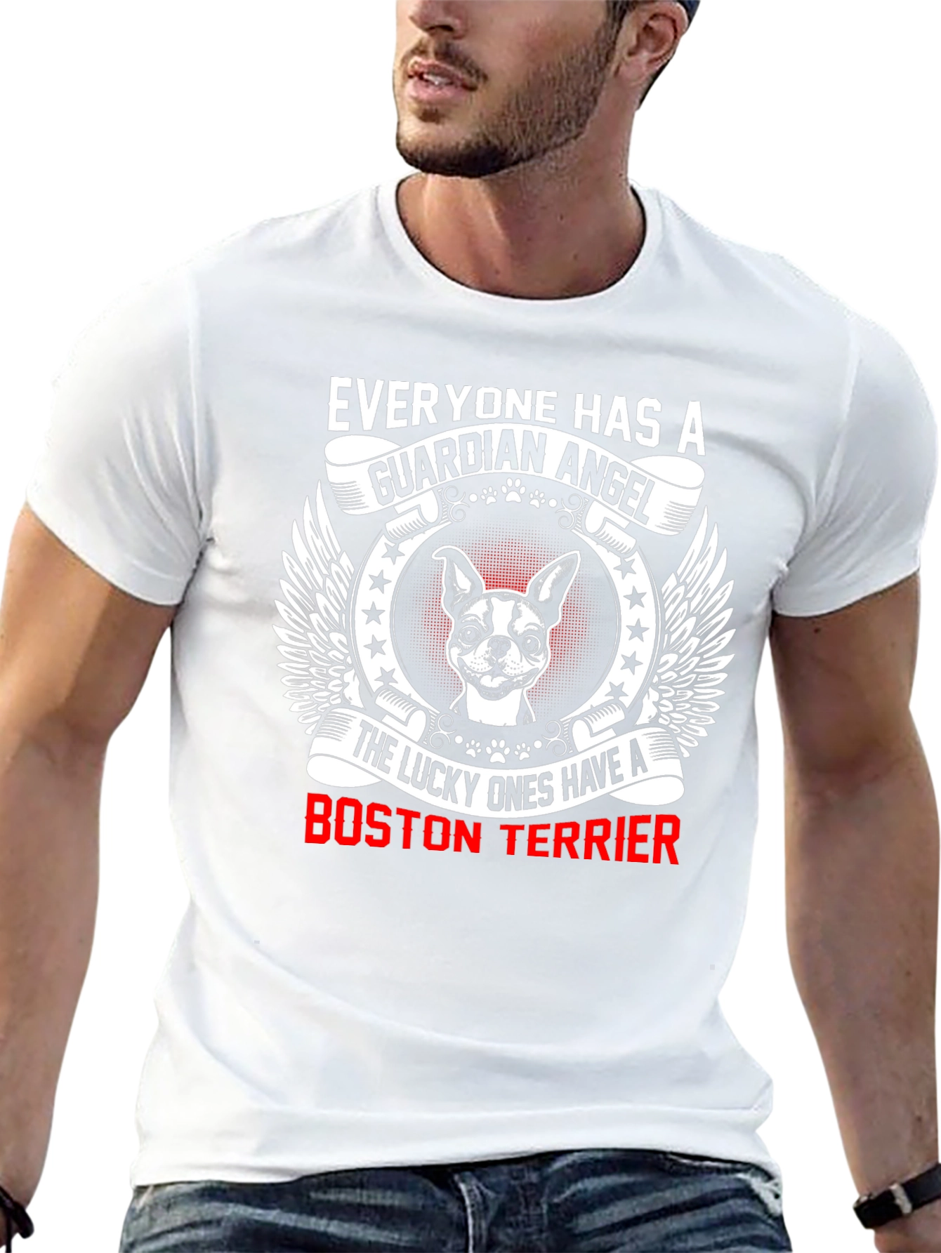 Boston Terrier Guardian Angel T-Shirt