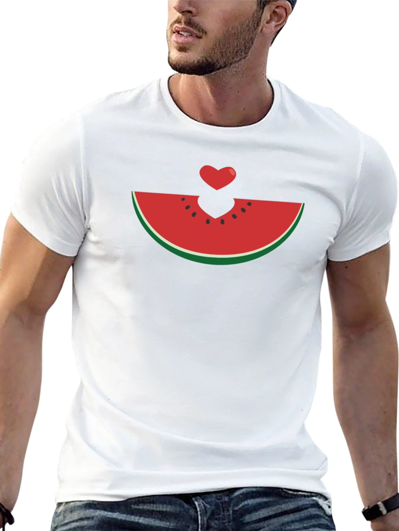 Watermelon Heart Graphic Tee - Black Unisex T-Shirt