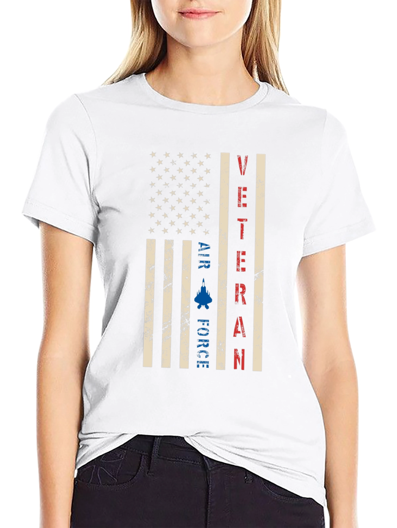 Air Force Veteran American Flag Graphic T-Shirt