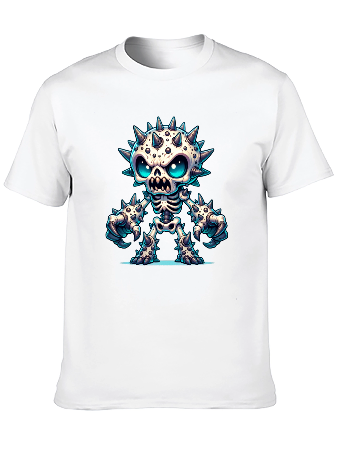 Spiked Skeleton Graphic Tee - Edgy Style