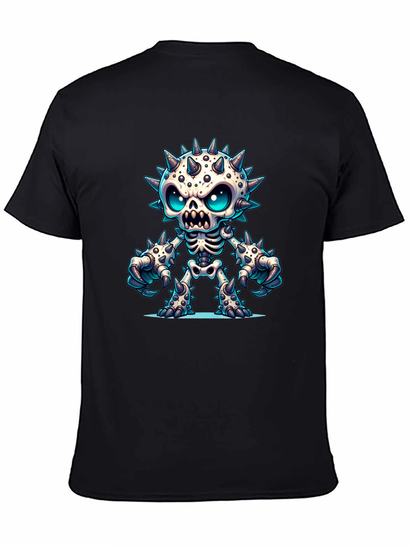 Spiked Skeleton Graphic Tee - Edgy Style
