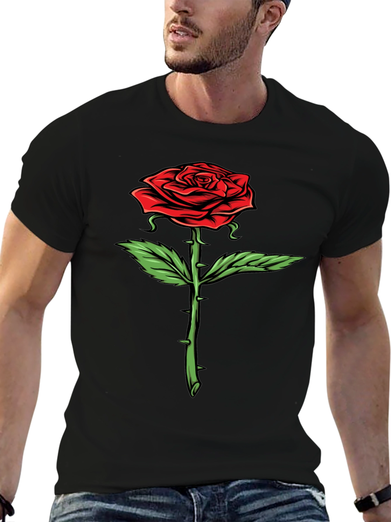 Rose Graphic T-Shirt - Bold Floral Design