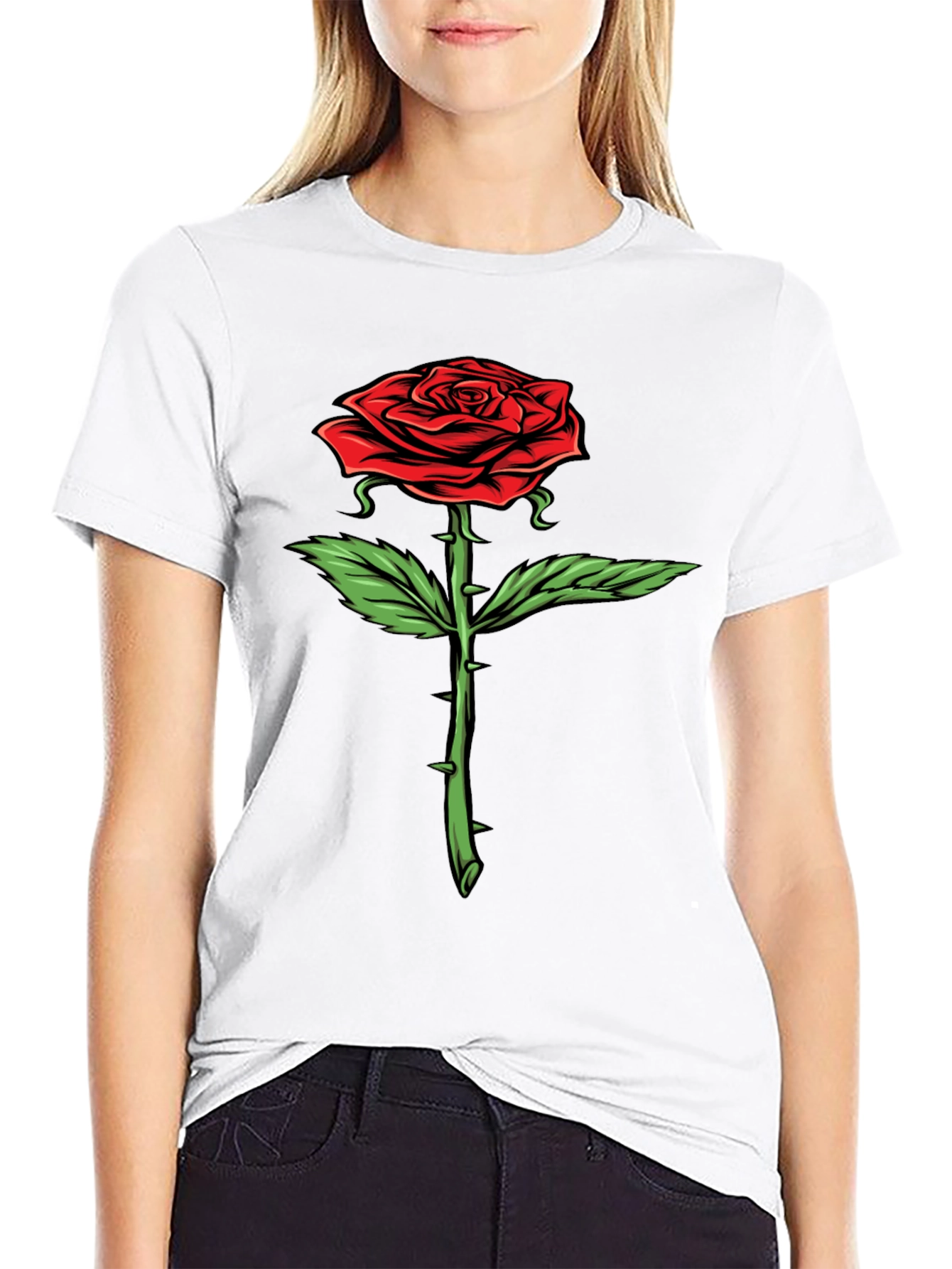 Rose Graphic T-Shirt - Bold Floral Design