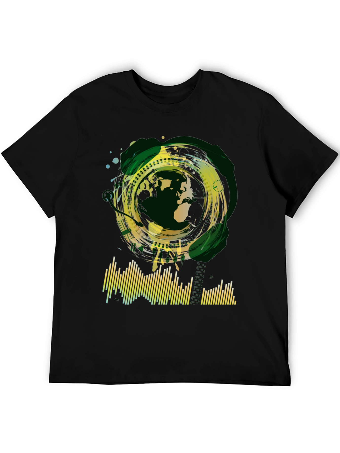 Abstract Globe Graphic Tee - Black