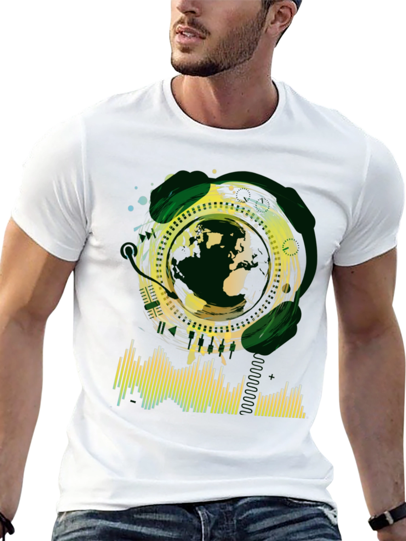 Abstract Globe Graphic Tee - Black