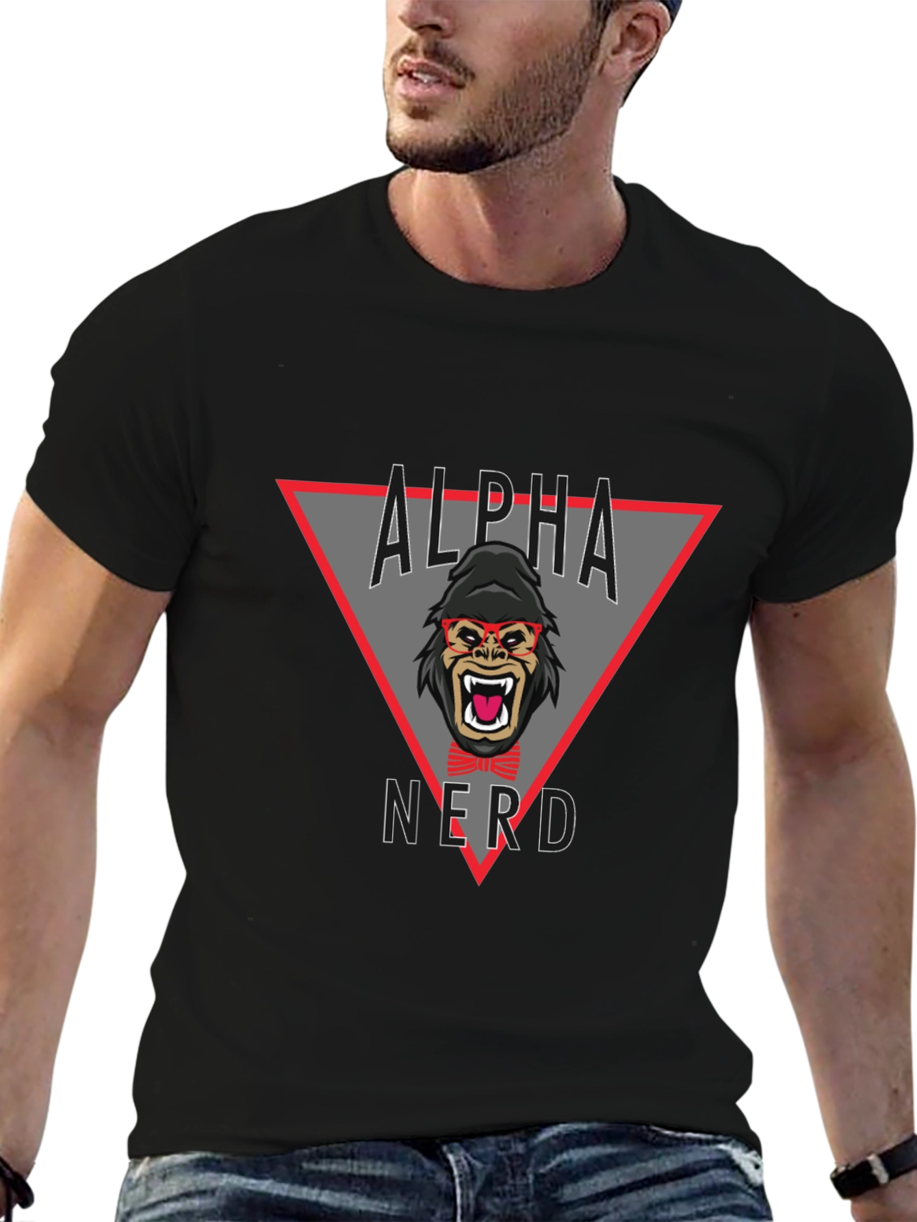 Alpha Nerd Graphic Tee - Black Cotton T-Shirt