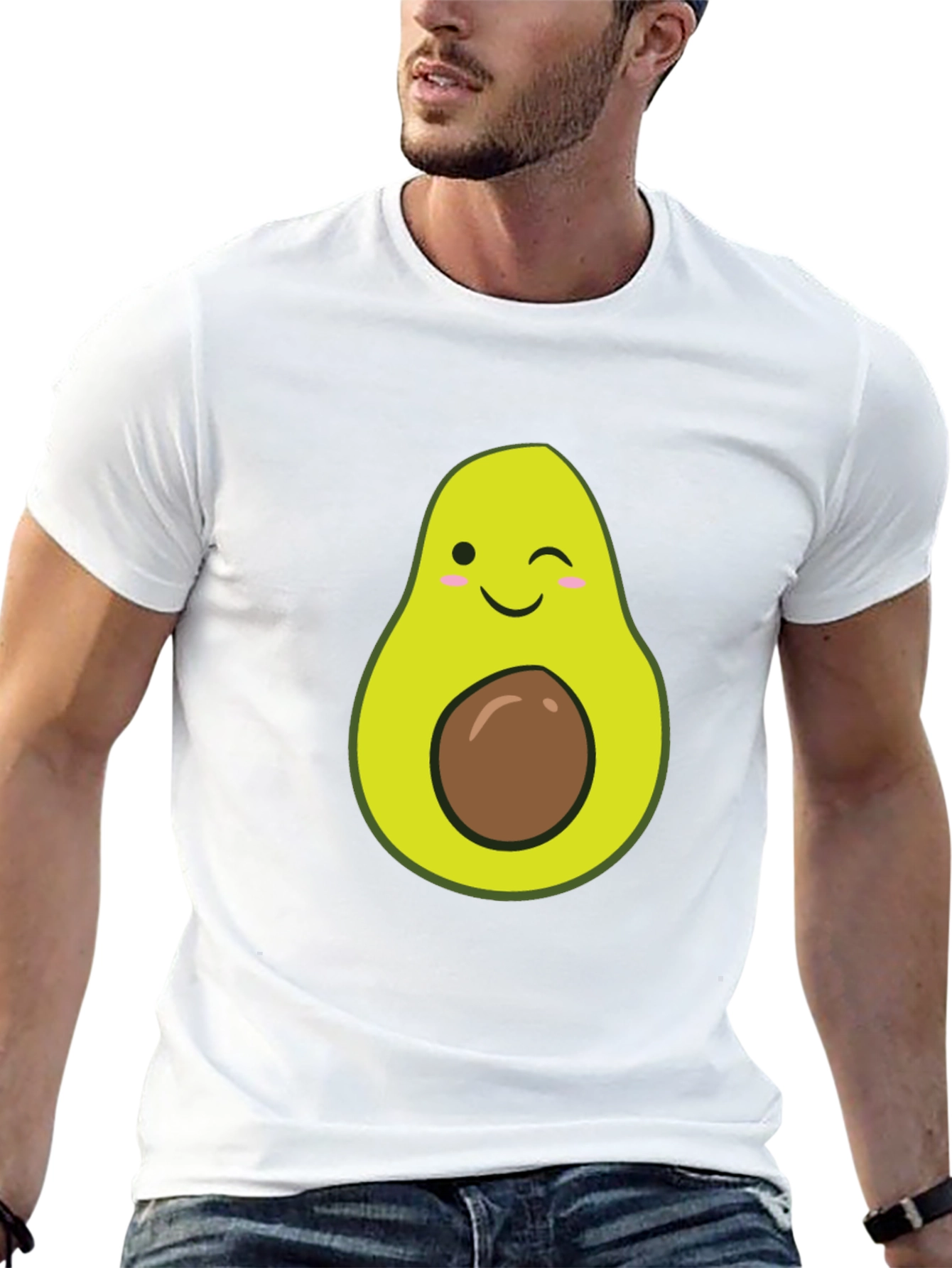 Winking Avocado Graphic Tee - Black Casual T-Shirt
