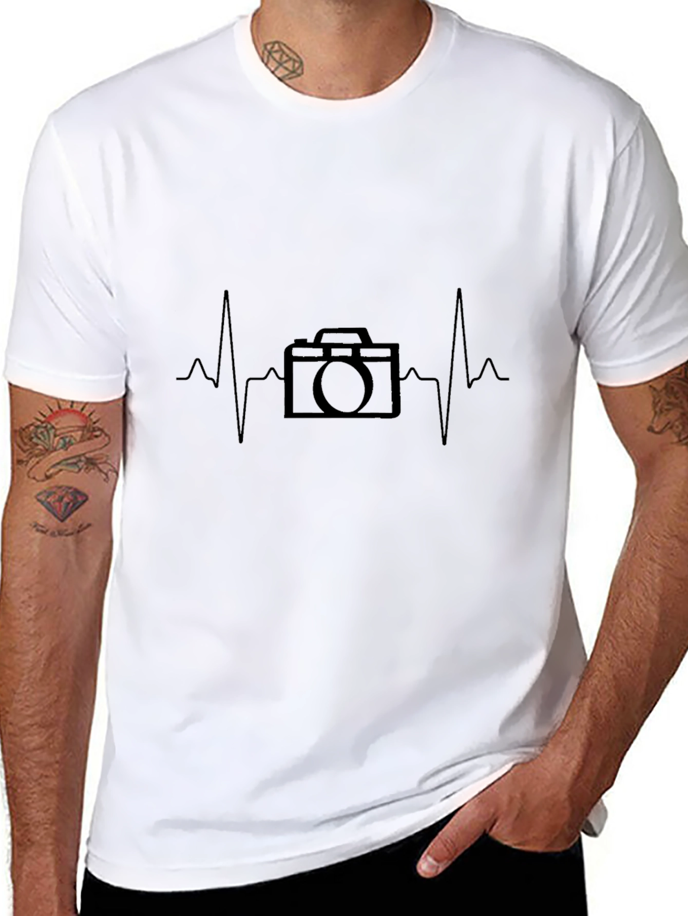 Photographer Heartbeat T-Shirt - Black Cotton Tee
