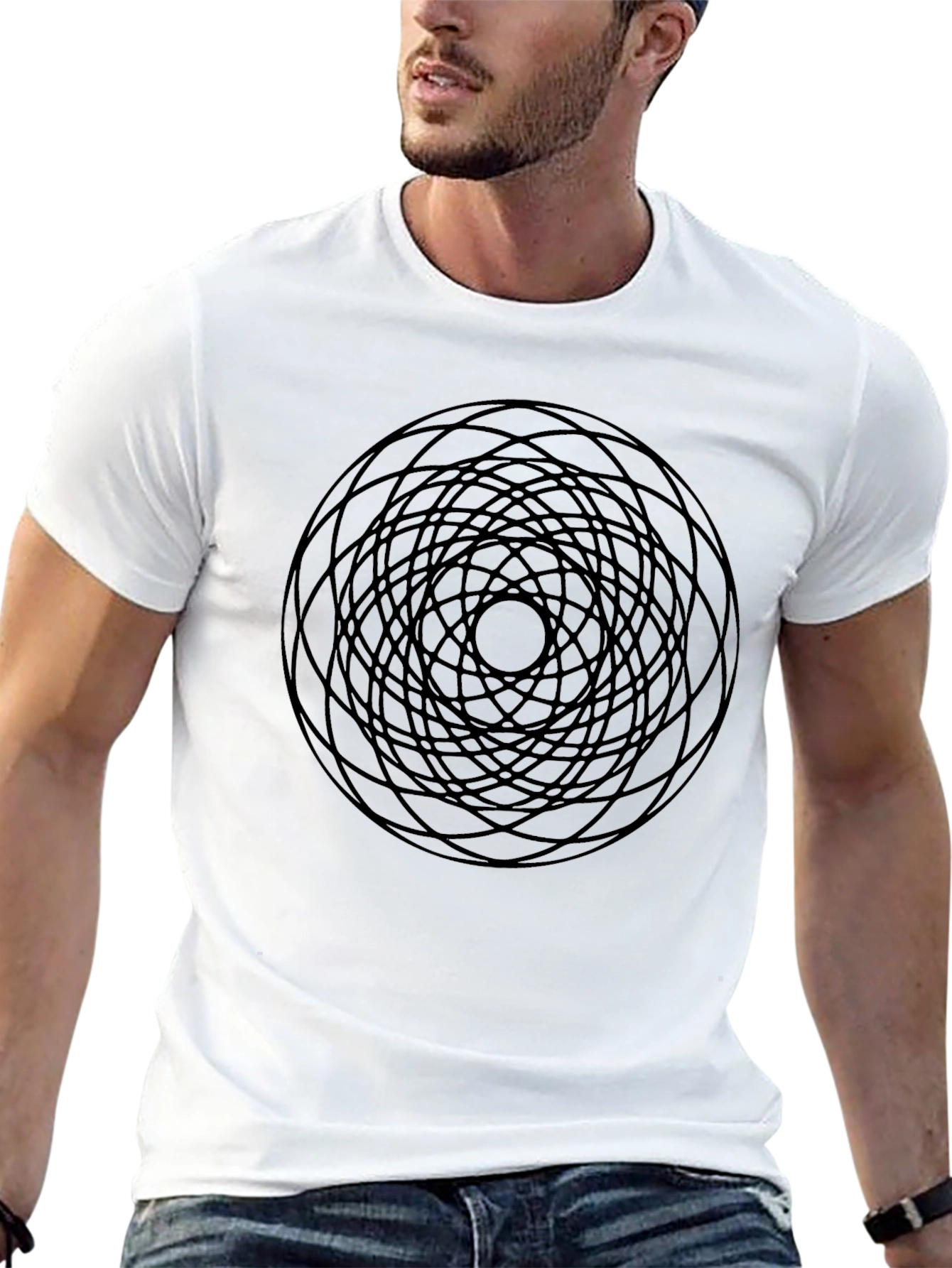 Geometric Circle Graphic Black T-Shirt